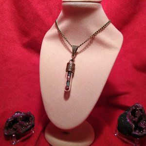 Bronze Necklace with Red Jasper and Dark Green Aventurine